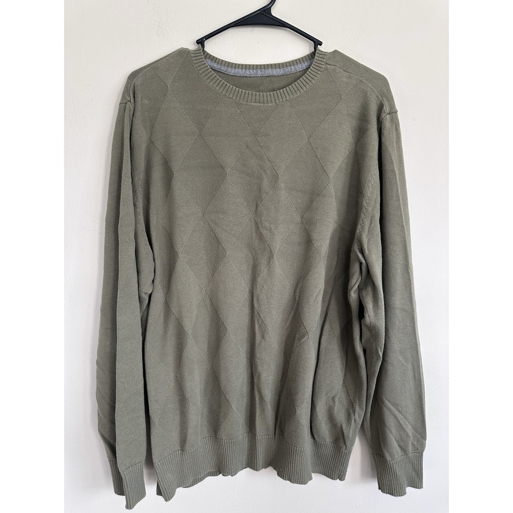 Vintage St. Johns Bay‎ 90s Sweater Crew Neck 100% Cotton Olive Green Mens LARGE